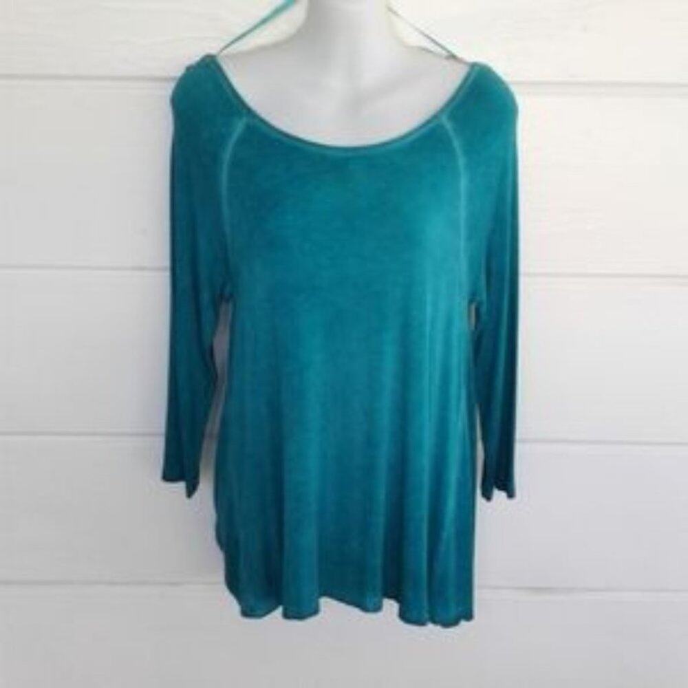 Cloud Chaser Women's Green Rayon Top Jersey Casual Size Medium